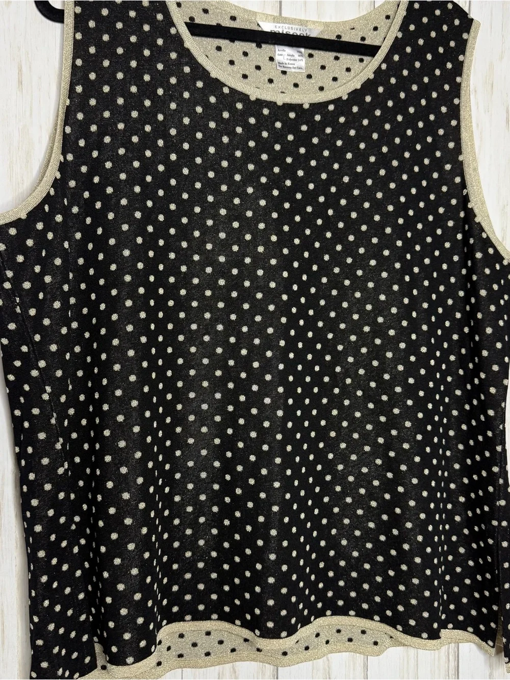Misook Black Tank with Beige Polka Dots 3X